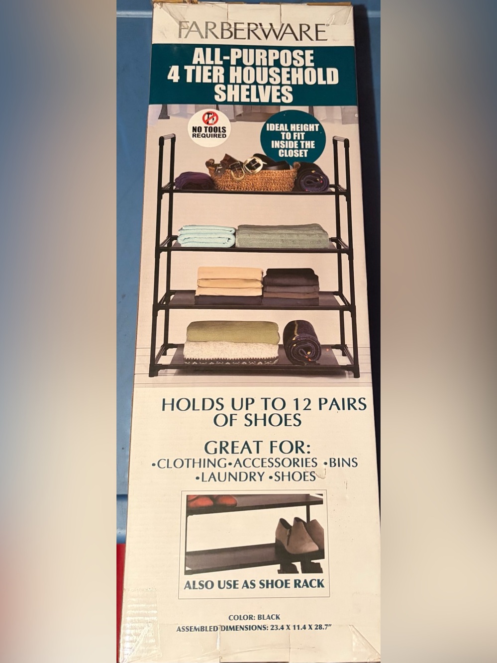 Farberware 4-Tier All-Purpose Household Shelves Shoe Storage Organizer